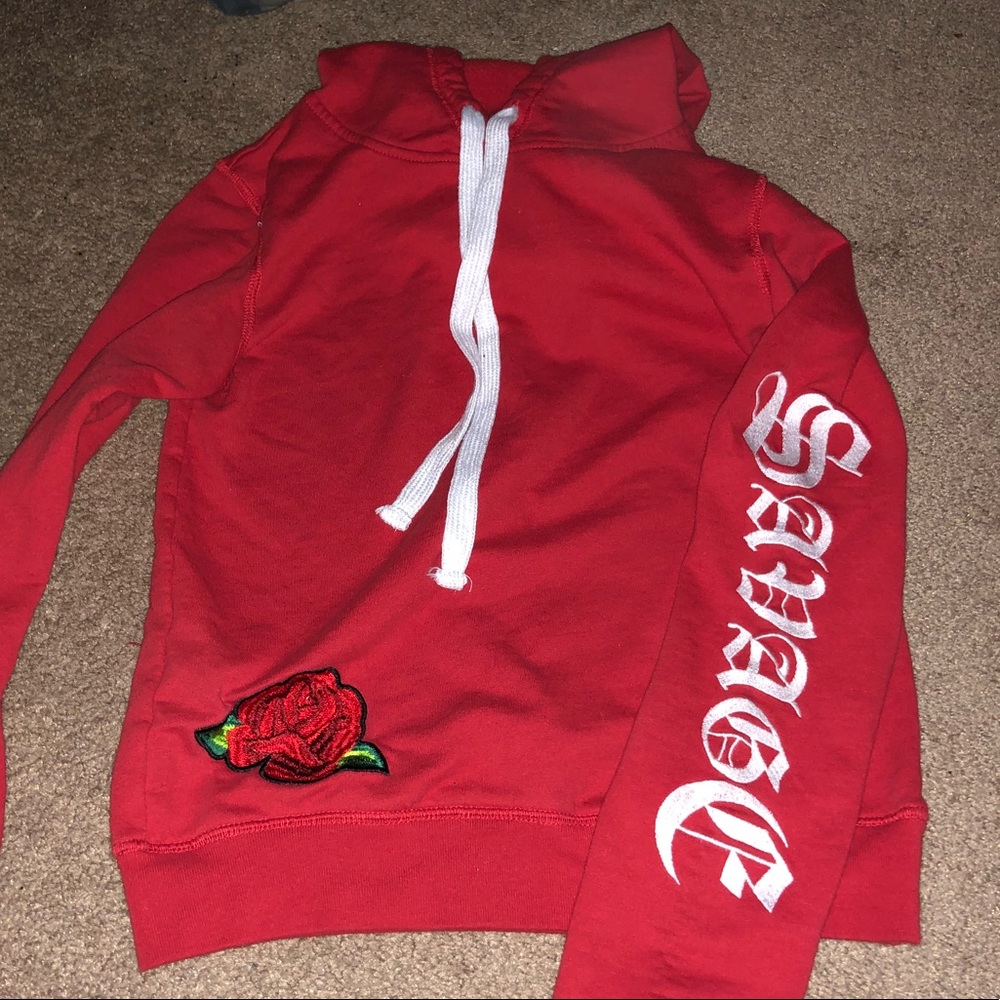 Savage rose old English letter hoodie